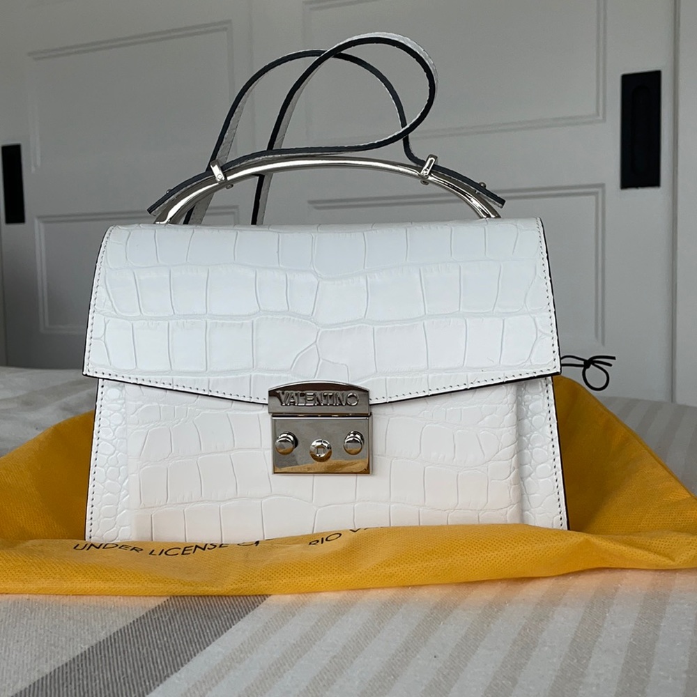 Valentino Belle Croc-Embossed Leather Shoulder Bag